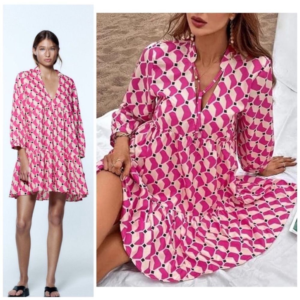 ZARA PRINTED SHORT DRESS - Picture 2 of 7